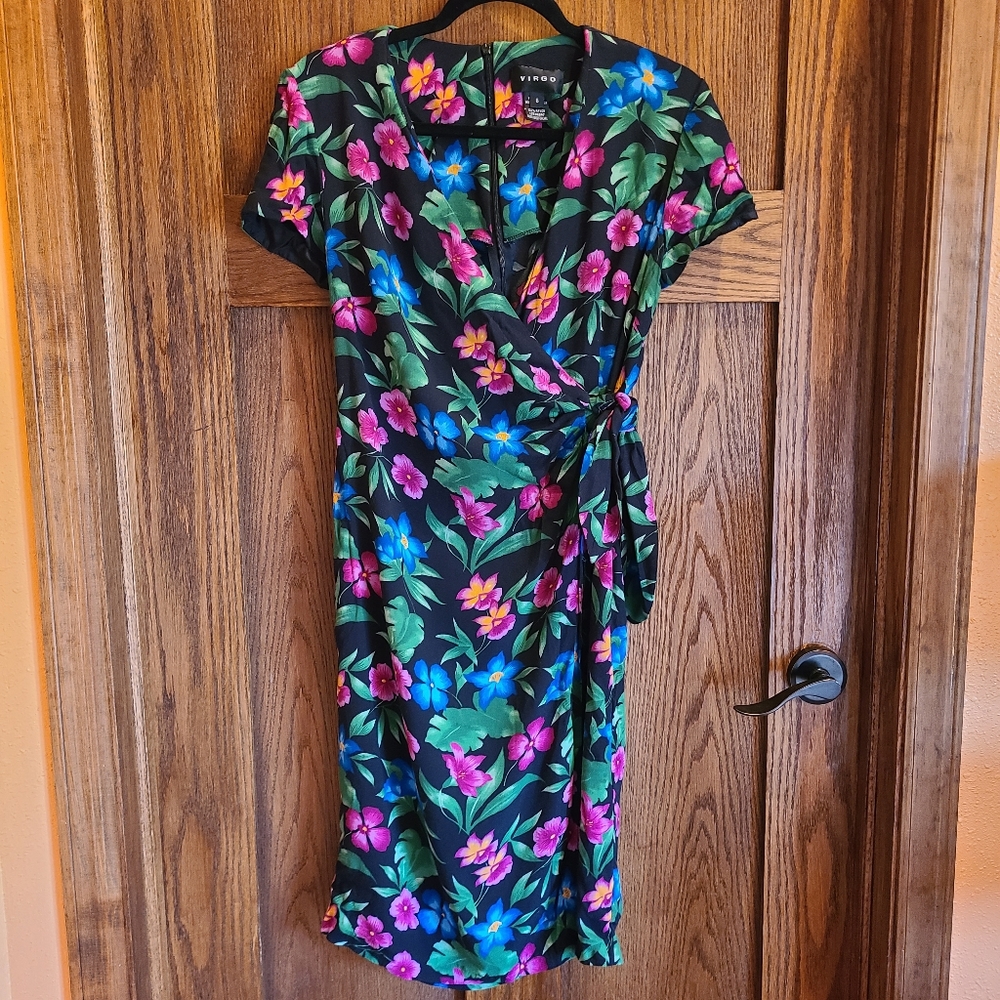Virgo Tropical Floral Wrap Dress